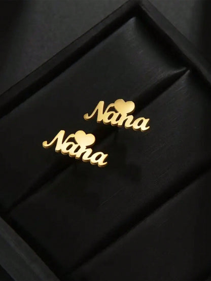 أقراط إبزيم قلب مخصص بسيطة وأنيقة باسم مخصص،