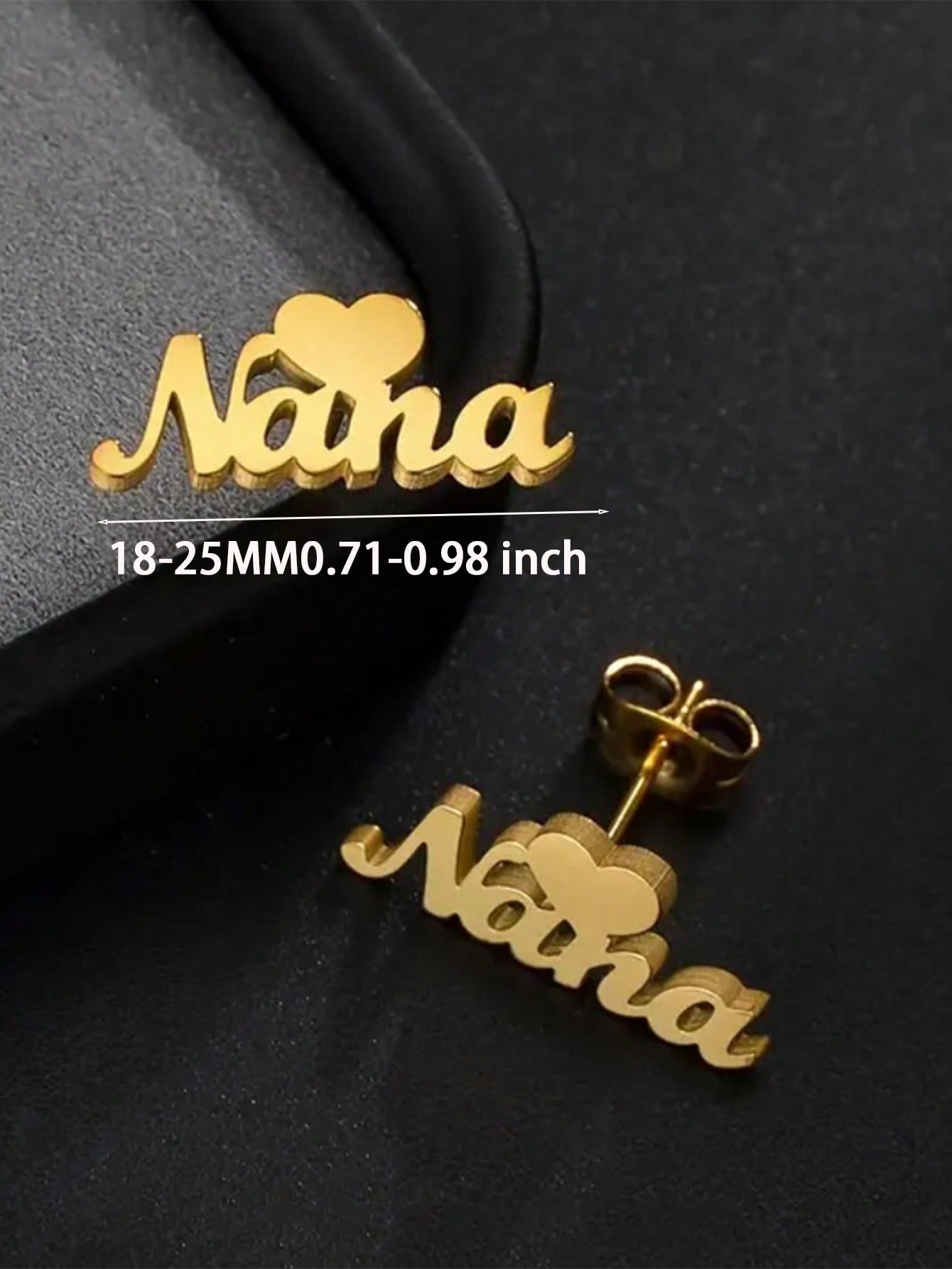 أقراط إبزيم قلب مخصص بسيطة وأنيقة باسم مخصص،