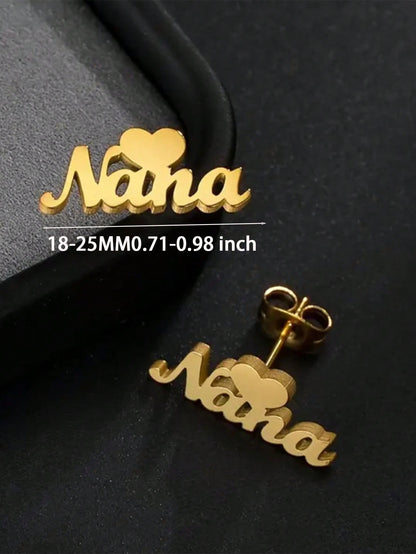 أقراط إبزيم قلب مخصص بسيطة وأنيقة باسم مخصص،