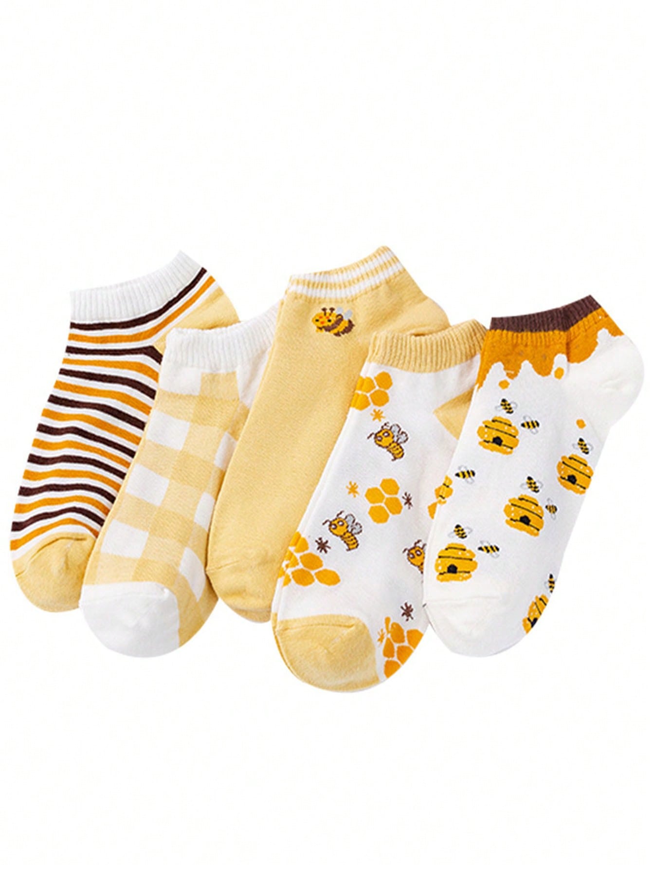 جوارب طاقم النساء المخططة على شكل نحلة لحياة خارجية رياضية 5 أزواج