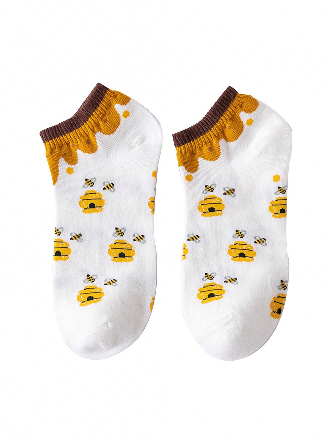 جوارب طاقم النساء المخططة على شكل نحلة لحياة خارجية رياضية 5 أزواج