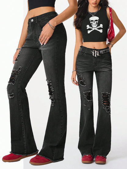 المتعثر باللون الأسود القابل للتمدد من قماش الدنيم المتوهج للهالوين