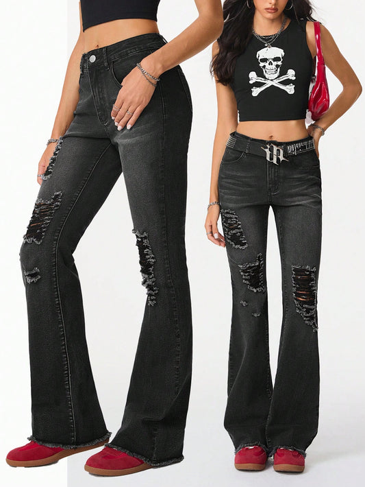 المتعثر باللون الأسود القابل للتمدد من قماش الدنيم المتوهج للهالوين