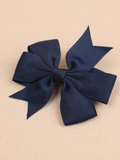 فيونكات الشعر بلون واحد للفتيات باللون الأزرق الداكن والأبيض