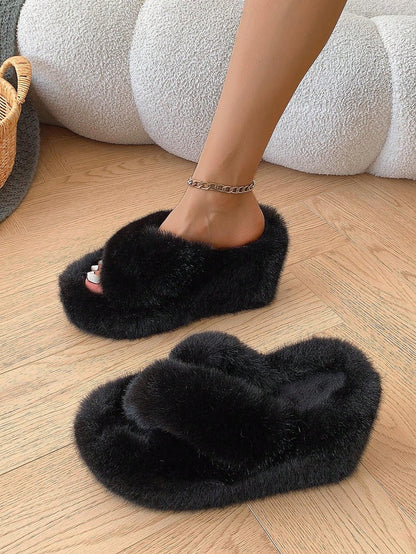 شرابات منصة فاخرة للسيدات، نعال منزلية فاخرة بكعب عالي 9سم