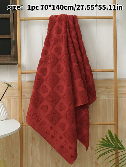 منشفة قطن مائة بالمائة بطباعة نمط قلب جاكار قطعة واحدة