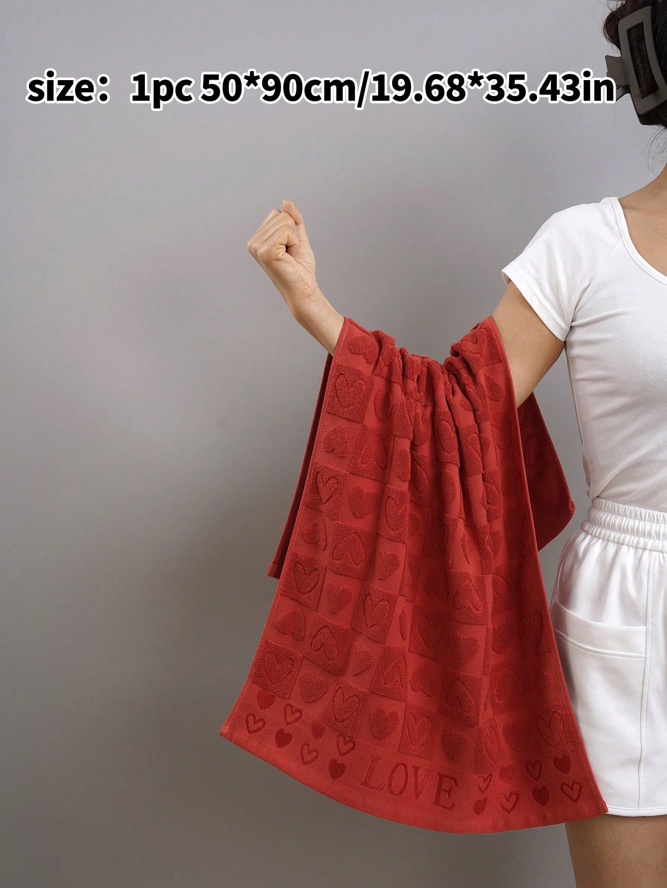 منشفة قطن مائة بالمائة بطباعة نمط قلب جاكار قطعة واحدة