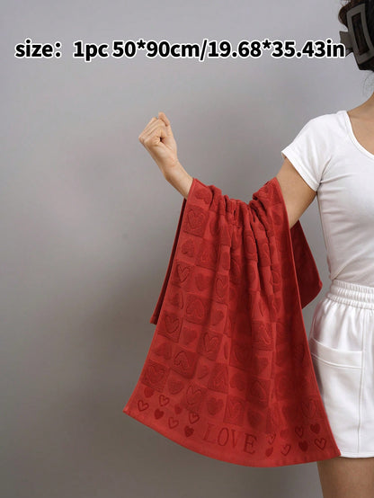 قطعة واحدة (خفيفة الوزن) منشفة / منشفة استحمام، ناعمة وماصة، محمولة للسفر، طراز محبوك بشكل قلب، اختر المقاس المفضل حسب جدول المقاسات