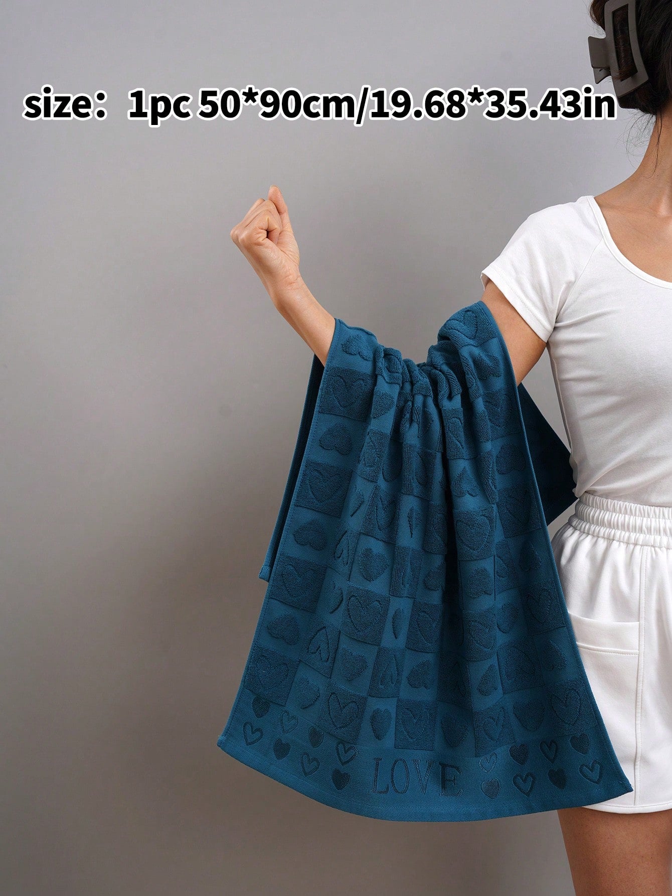 قطعة واحدة منشفة قطنية ناعمة خفيفة الوزن، بنقشة قلب، للسفر/ الهدايا/ديكور المنزل