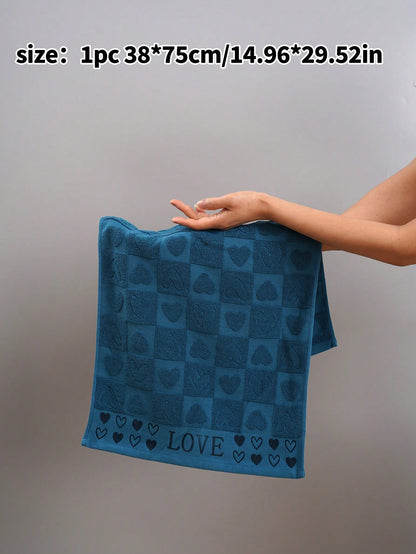 قطعة واحدة منشفة قطنية ناعمة خفيفة الوزن، بنقشة قلب، للسفر/ الهدايا/ديكور المنزل