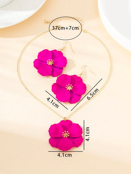 طقم قلادة و أقراط معدنية ملونة متعددة الطبقات