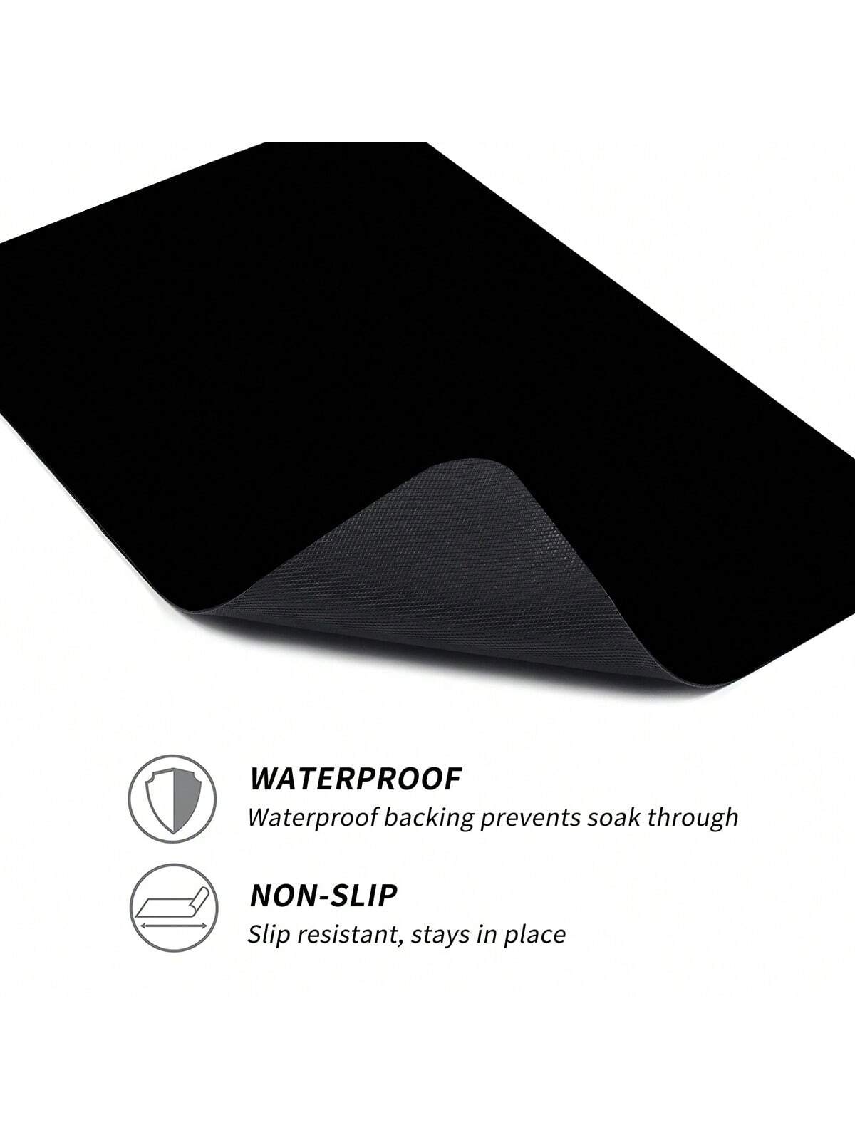 حصيرة غسيل مطبوعة باللون الأسود الأحادي قطعة واحدة، غير قابلة للانزلاق ومقاومة للماء ديكور غرفة الغسيل، حصيرة أرضية ذات نمط قديم لغرفة الغسيل والمطبخ والحمام