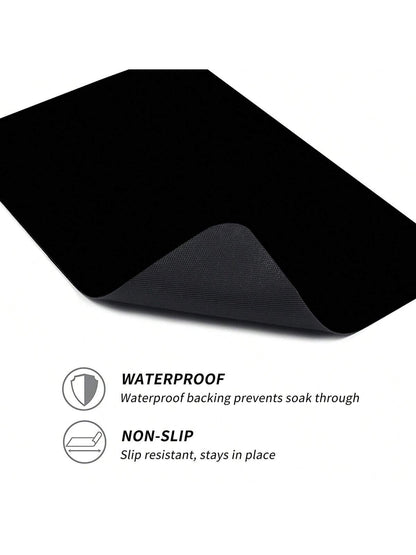 حصيرة غسيل مطبوعة باللون الأسود الأحادي قطعة واحدة، غير قابلة للانزلاق ومقاومة للماء ديكور غرفة الغسيل، حصيرة أرضية ذات نمط قديم لغرفة الغسيل والمطبخ والحمام