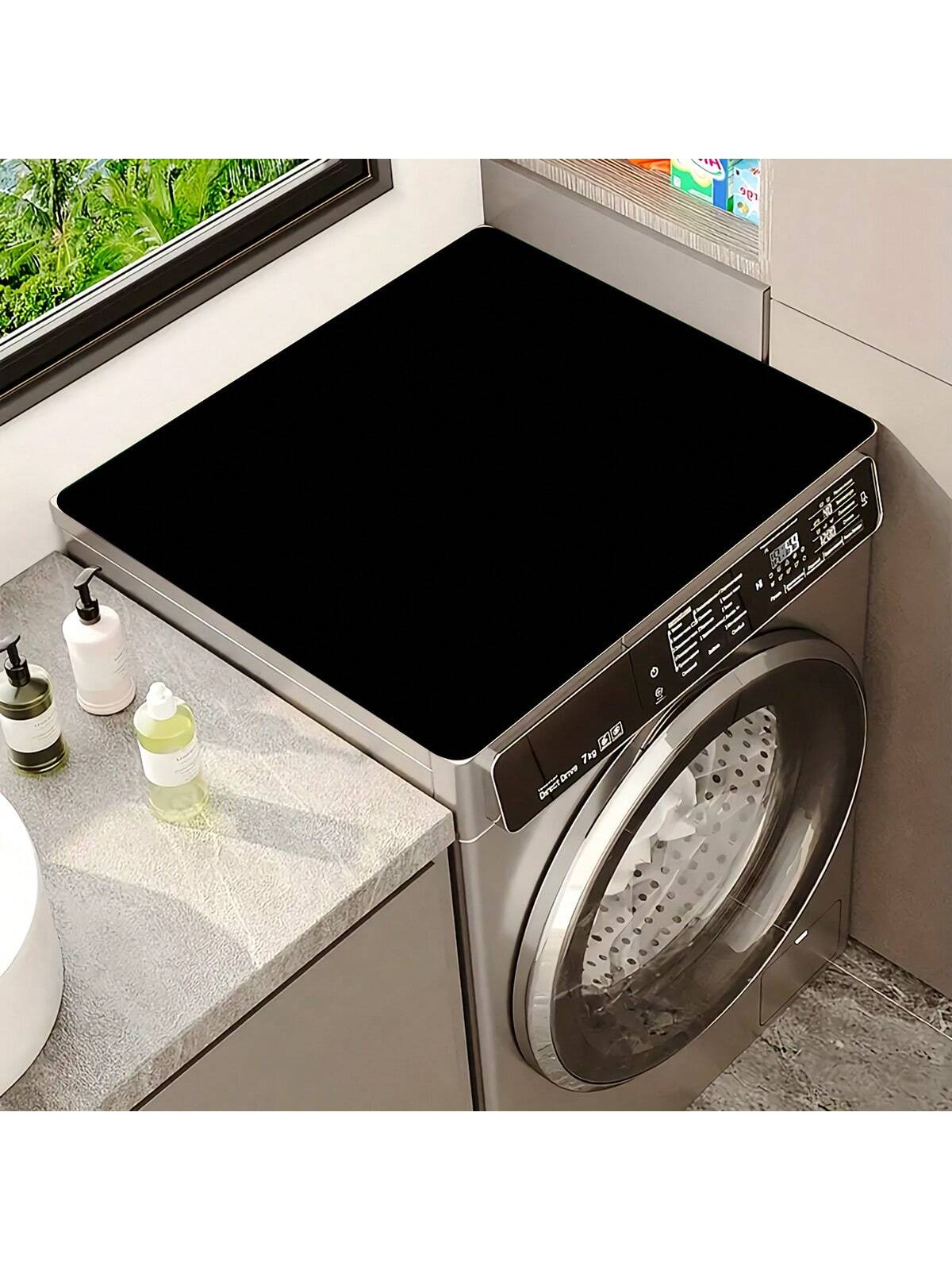 حصيرة غسيل مطبوعة باللون الأسود الأحادي قطعة واحدة، غير قابلة للانزلاق ومقاومة للماء ديكور غرفة الغسيل، حصيرة أرضية ذات نمط قديم لغرفة الغسيل والمطبخ والحمام