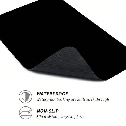 حصيرة غسيل مطبوعة باللون الأسود الأحادي قطعة واحدة، غير قابلة للانزلاق ومقاومة للماء ديكور غرفة الغسيل، حصيرة أرضية ذات نمط قديم لغرفة الغسيل والمطبخ والحمام