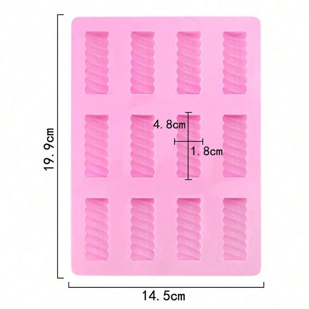 قالب 12 تجويف لقضبان الحلوى المسوسة، قالب الشوكولاتة الزبد الحلوى المشوي دي واي قالب الحليب الكريمة الكعكة