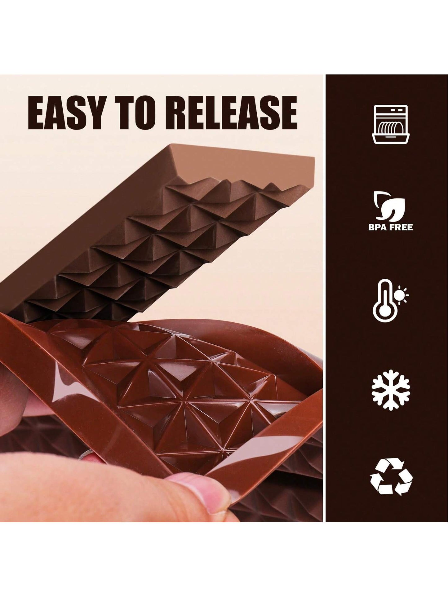 قالب شوكولاتة سيليكون ذو 6 تجاويف - عميق مع 100 كيس، لعمل بار محشي، ملء كنافة بالفستق والشوكولاتة