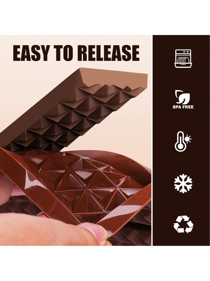 قالب شوكولاتة سيليكون ذو 6 تجاويف - عميق مع 100 كيس، لعمل بار محشي، ملء كنافة بالفستق والشوكولاتة
