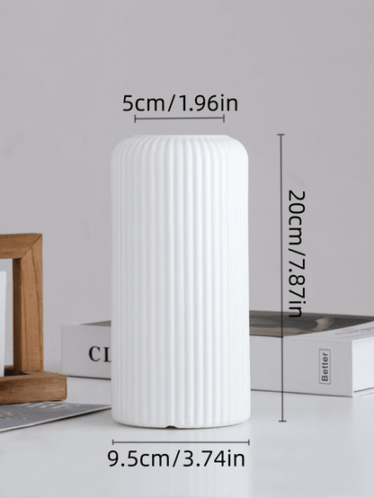 زهرية بلاستيكية بيضاء قطعة واحدة، مناسبة لتزيين بالزهور الجافة، للمنزل، الزفاف، وتزيين طاولة الطعام