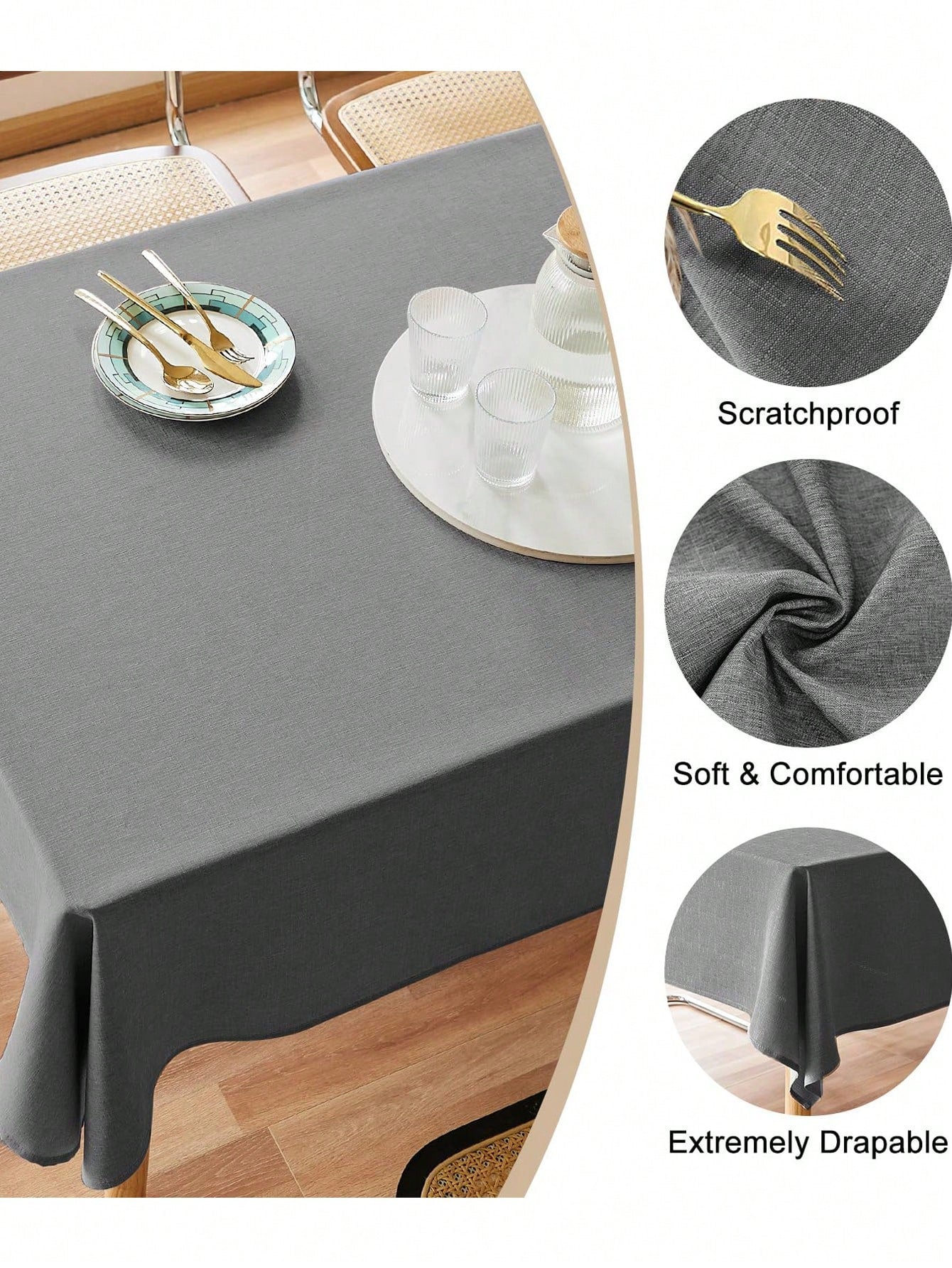 منديل طاولة كتان بلون صلب قطعة واحدة ، مقاوم للماء والبقع ، مناسب للمطبخ