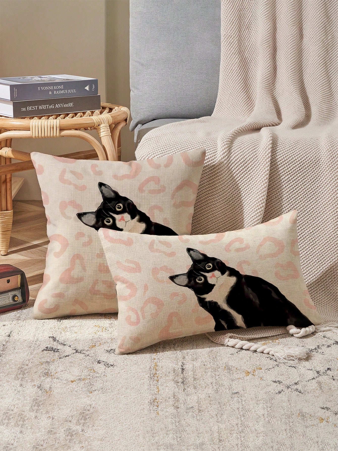 غطاء وسادة زخرفي من الكتان