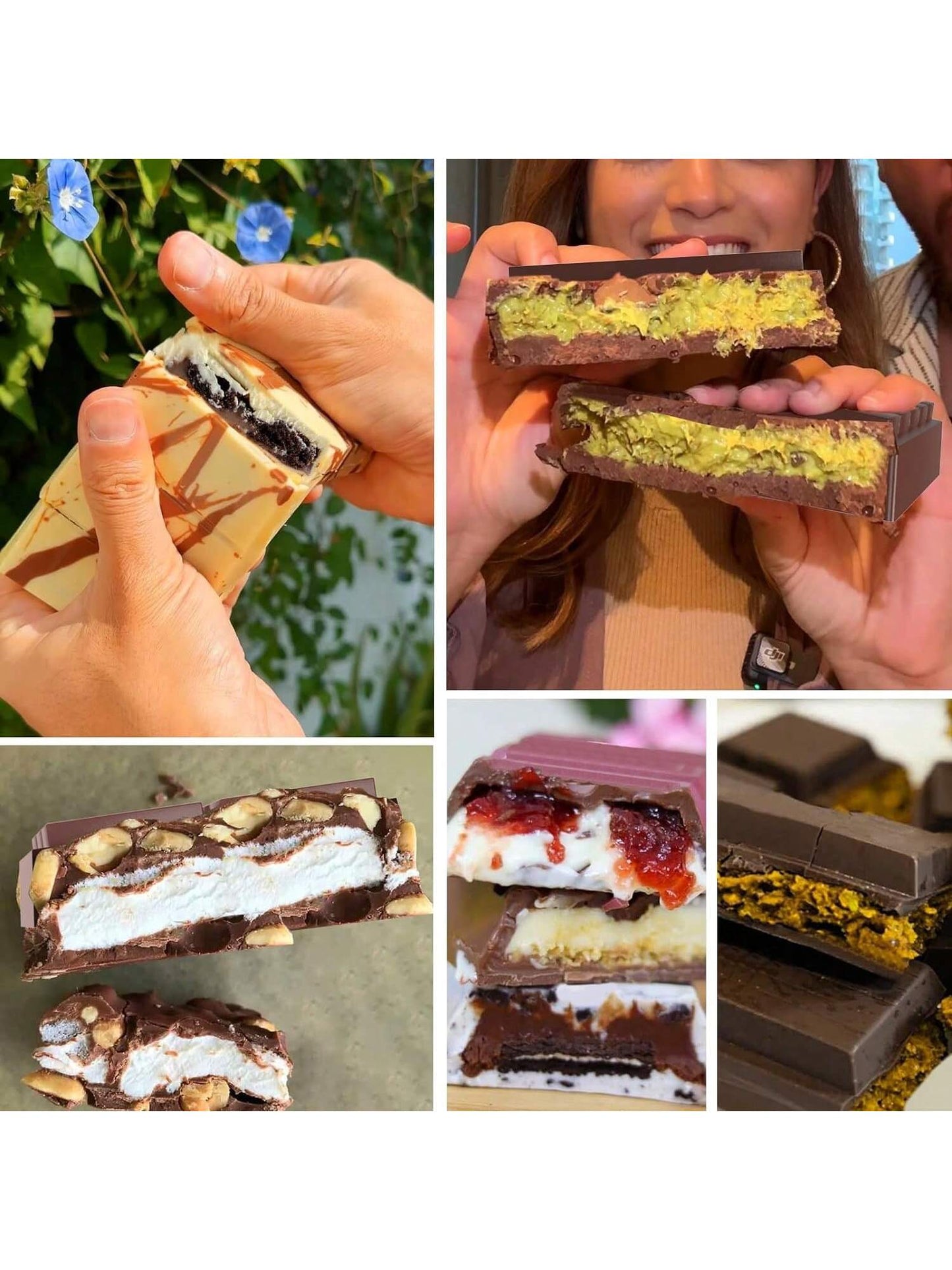 قالب شريحة شوكولاتة ب- 6 تجاويف عميقة مع أكياس وكشرط، قالب شريحة شوكولاتة سميكة لشريحة محشو