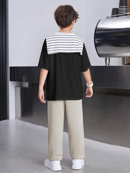 طقم كاجوال فضفاض للشباب 3 قطع: بونشو،