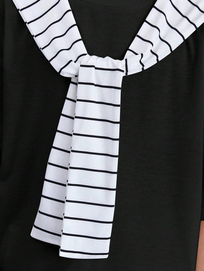 طقم كاجوال فضفاض للشباب 3 قطع: بونشو،