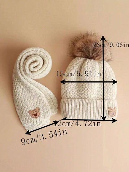 طقم 3قطع من القبعة والوشاح والقفازات للأطفال 2 قطعة