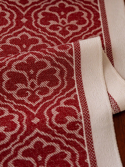 قطعة واحدة من غطاء طاولة مطرز بشراريب حمراء مقاوم للماء، ديكور المنزل والمطبخ وغرفة المعيشة
