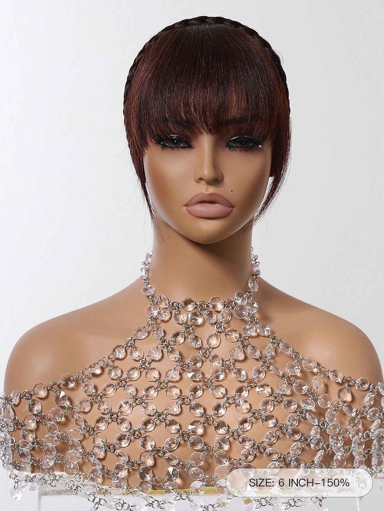 شعر بني طبيعي  الباروكات الغرة