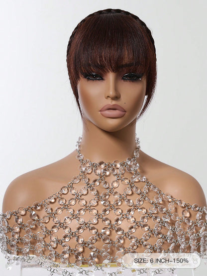 شعر بني طبيعي  الباروكات الغرة