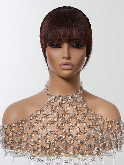 شعر بني طبيعي  الباروكات الغرة