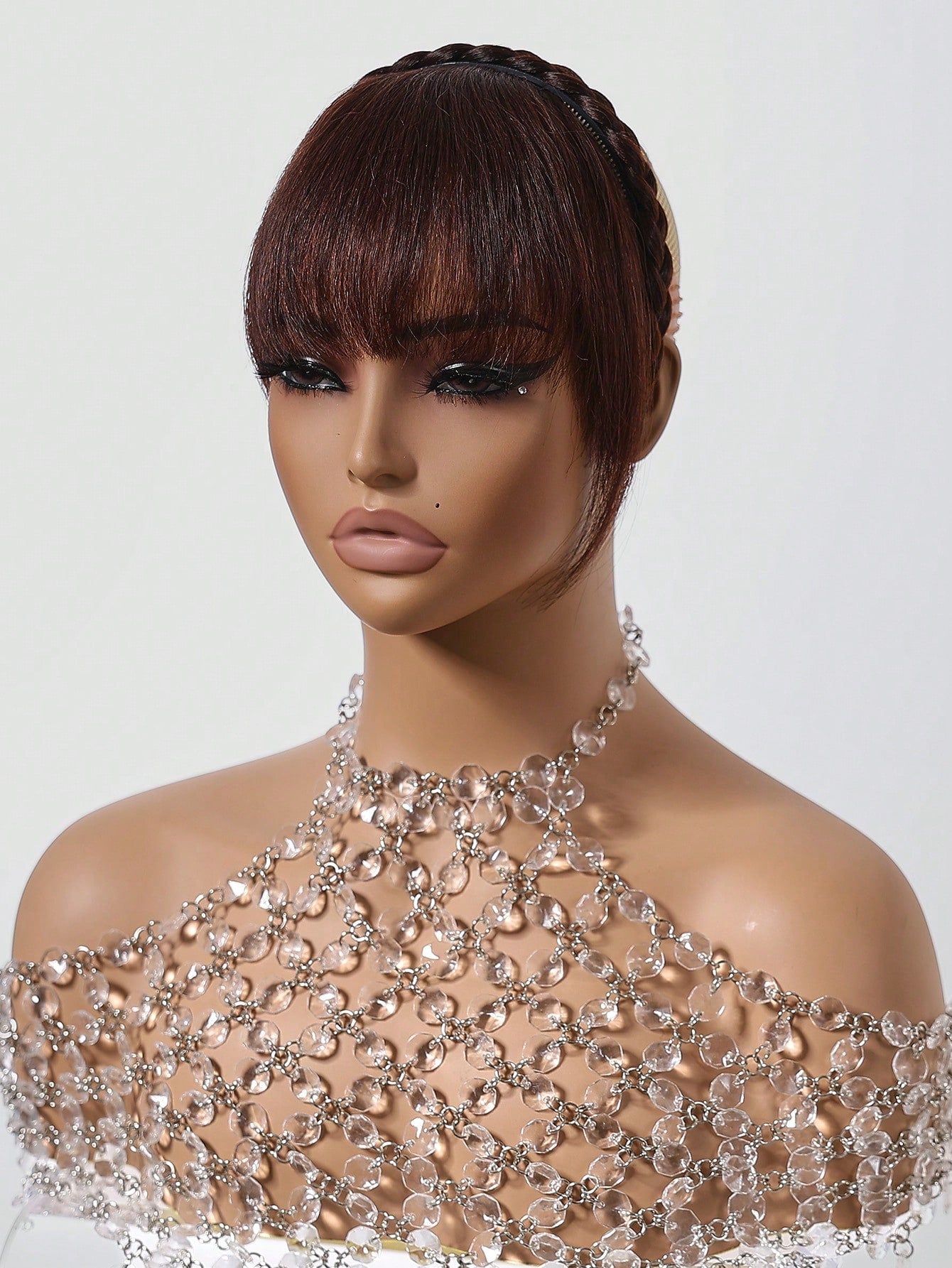 شعر بني طبيعي  الباروكات الغرة