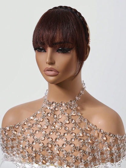 شعر بني طبيعي  الباروكات الغرة