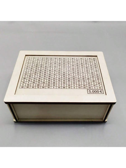 صندوق أموال خشبي أبيض يحتوي على عداد لمكتب المنزل لتوفير النقد