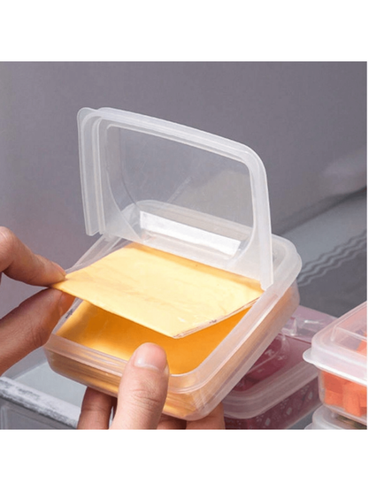 صندوق تخزين للثلاجة قطعة واحدة ، حاوية للحفاظ على الطازجة للمكعبات الفاكهة والجبن والصلصة ، مع غطاء ، شكل مربع