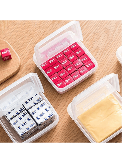 صندوق تخزين للثلاجة قطعة واحدة ، حاوية للحفاظ على الطازجة للمكعبات الفاكهة والجبن والصلصة ، مع غطاء ، شكل مربع