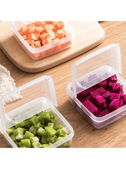 صندوق تخزين للثلاجة قطعة واحدة ، حاوية للحفاظ على الطازجة للمكعبات الفاكهة والجبن والصلصة ، مع غطاء ، شكل مربع
