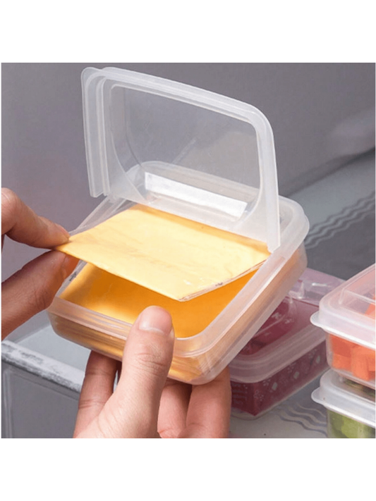 صندوق تخزين للثلاجة قطعة واحدة ، حاوية للحفاظ على الطازجة للمكعبات الفاكهة والجبن والصلصة ، مع غطاء ، شكل مربع