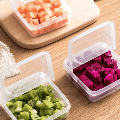 صندوق تخزين للثلاجة قطعة واحدة ، حاوية للحفاظ على الطازجة للمكعبات الفاكهة والجبن والصلصة ، مع غطاء ، شكل مربع