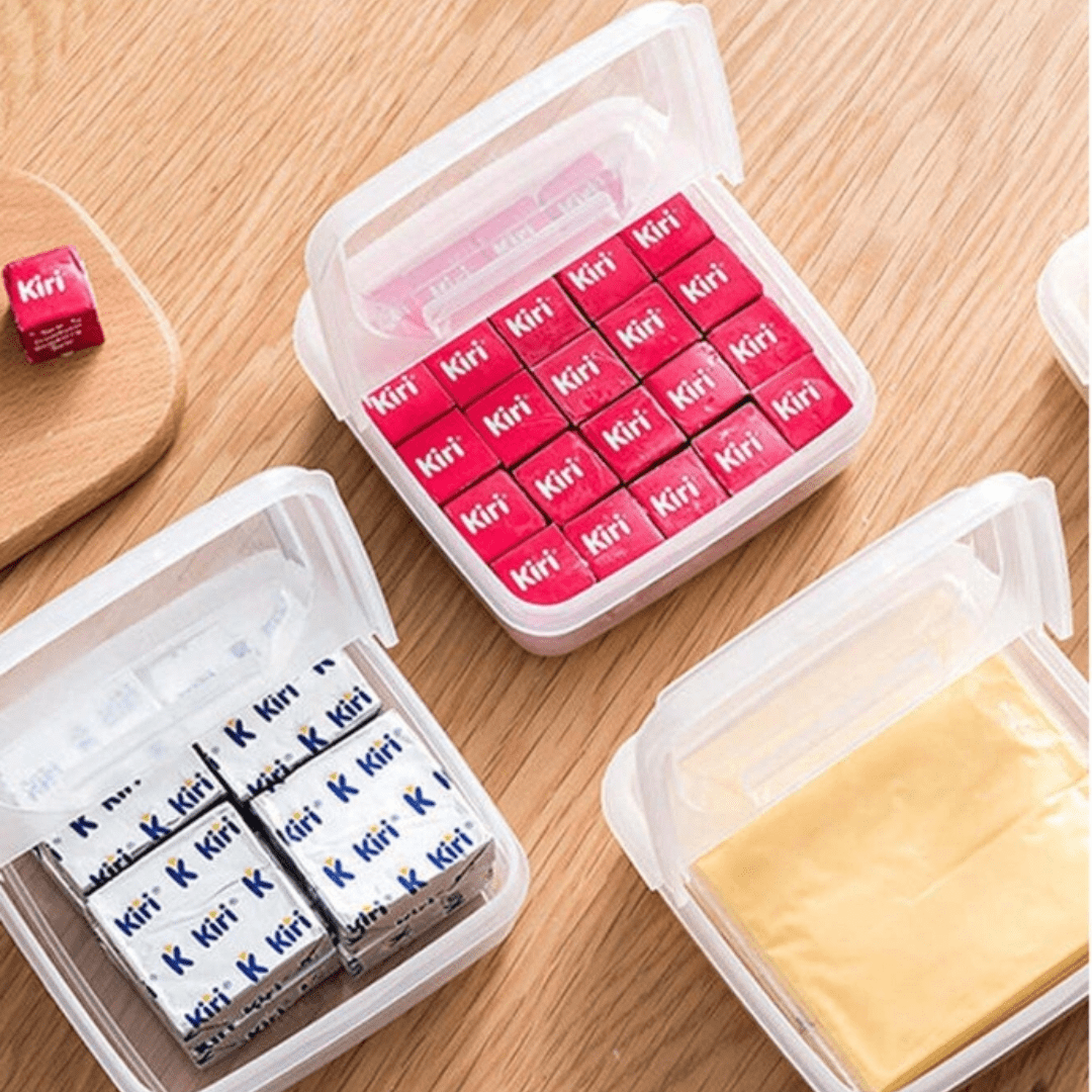 صندوق تخزين للثلاجة قطعة واحدة ، حاوية للحفاظ على الطازجة للمكعبات الفاكهة والجبن والصلصة ، مع غطاء ، شكل مربع