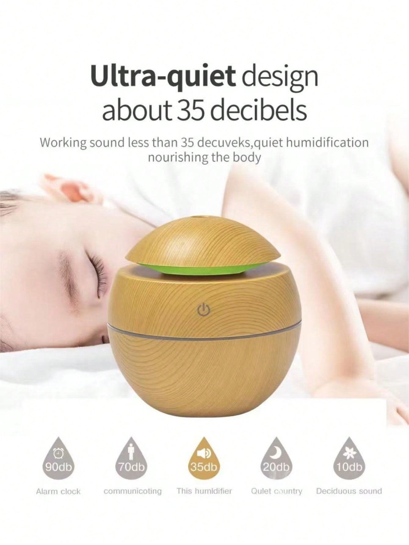 جهاز ترطيب فطري بسعة 200مل برسومات خشبية قطعة واحدة، جهاز نشر روائح محمول يعمل بالطاقة من خلال منفذ USB للمنزل وغرفة النوم