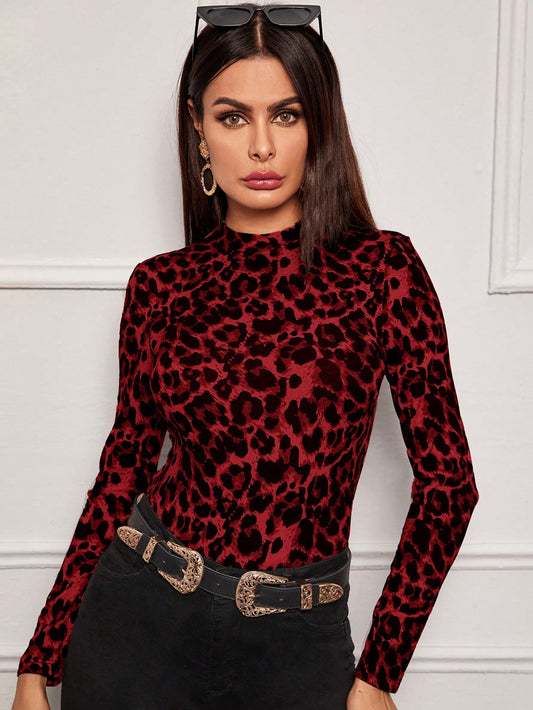 تي شيرت تريكو بأكمام طويلة مطابق للسيدات