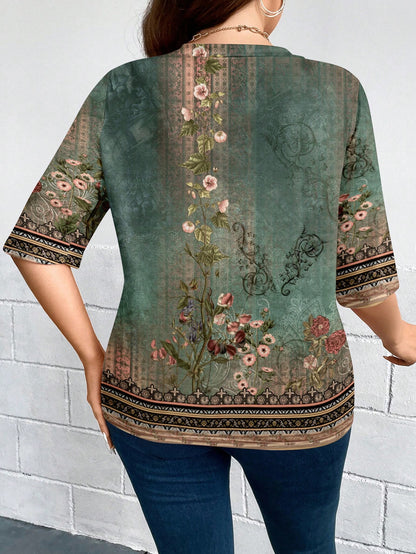 كارديجان خارجي بتصميم مرتخي وفضفاض مطبوع بنقوش زهرية مناسب للربيع والخريف مقاسات كبيرة