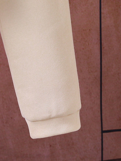 طقم هوودي دافئ وبنطلون رياضي بطباعة رسوم كرتونية للبنات الصغيرات