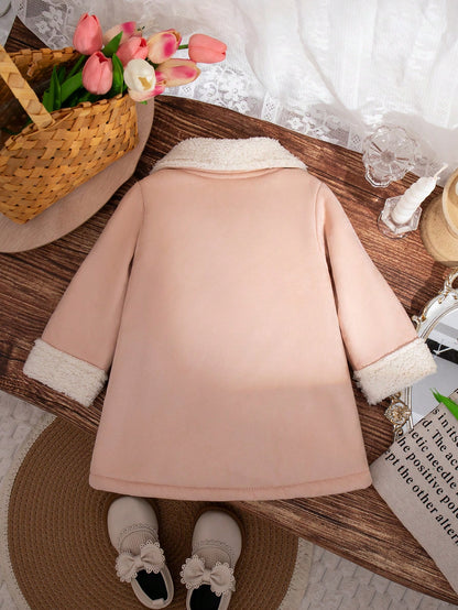 معطف فليس أنيق للفتيات الرضع ذو اثنين من الأزرار، خريف/شتاء