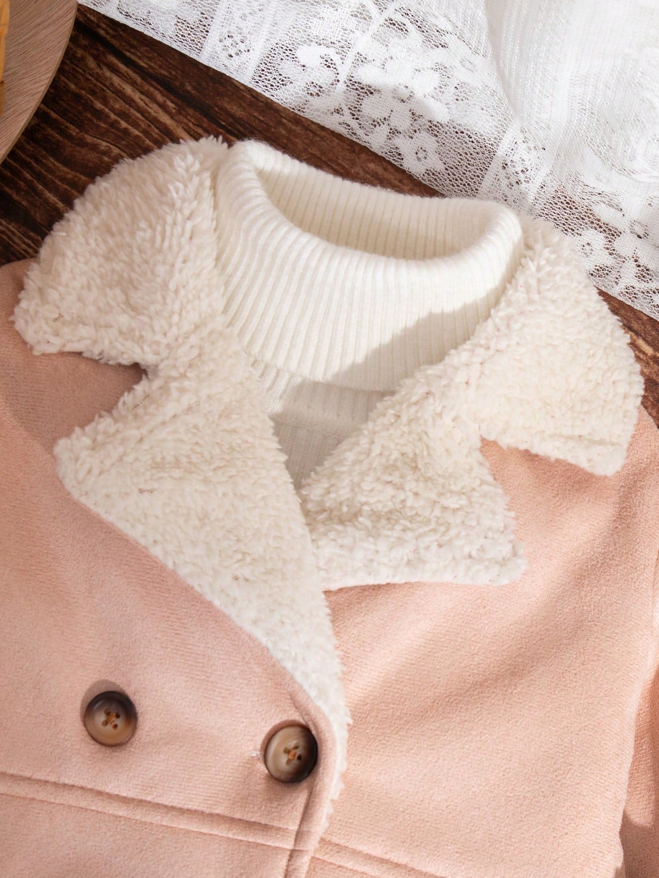 معطف فليس أنيق للفتيات الرضع ذو اثنين من الأزرار، خريف/شتاء