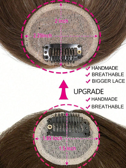 شعر بني فرنسي قصير مع لحيتين جانبيتين، إكسسوارات شعر متصلة سهلة للمبتدئين
