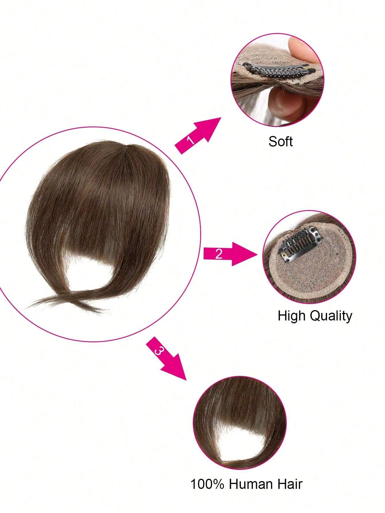 شعر بني فرنسي قصير مع لحيتين جانبيتين، إكسسوارات شعر متصلة سهلة للمبتدئين